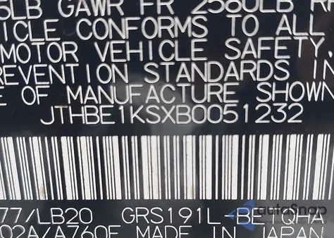 2011 Lexus Gs 350 z USA, uszkodzony, nr VIN JTHBE1KSXB0051232